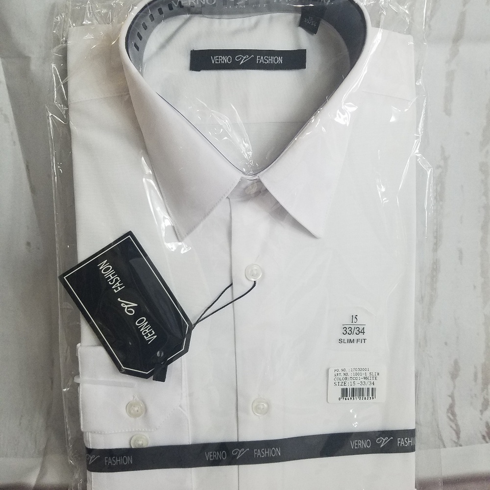 White Mens Dress Shirt Slim Fit